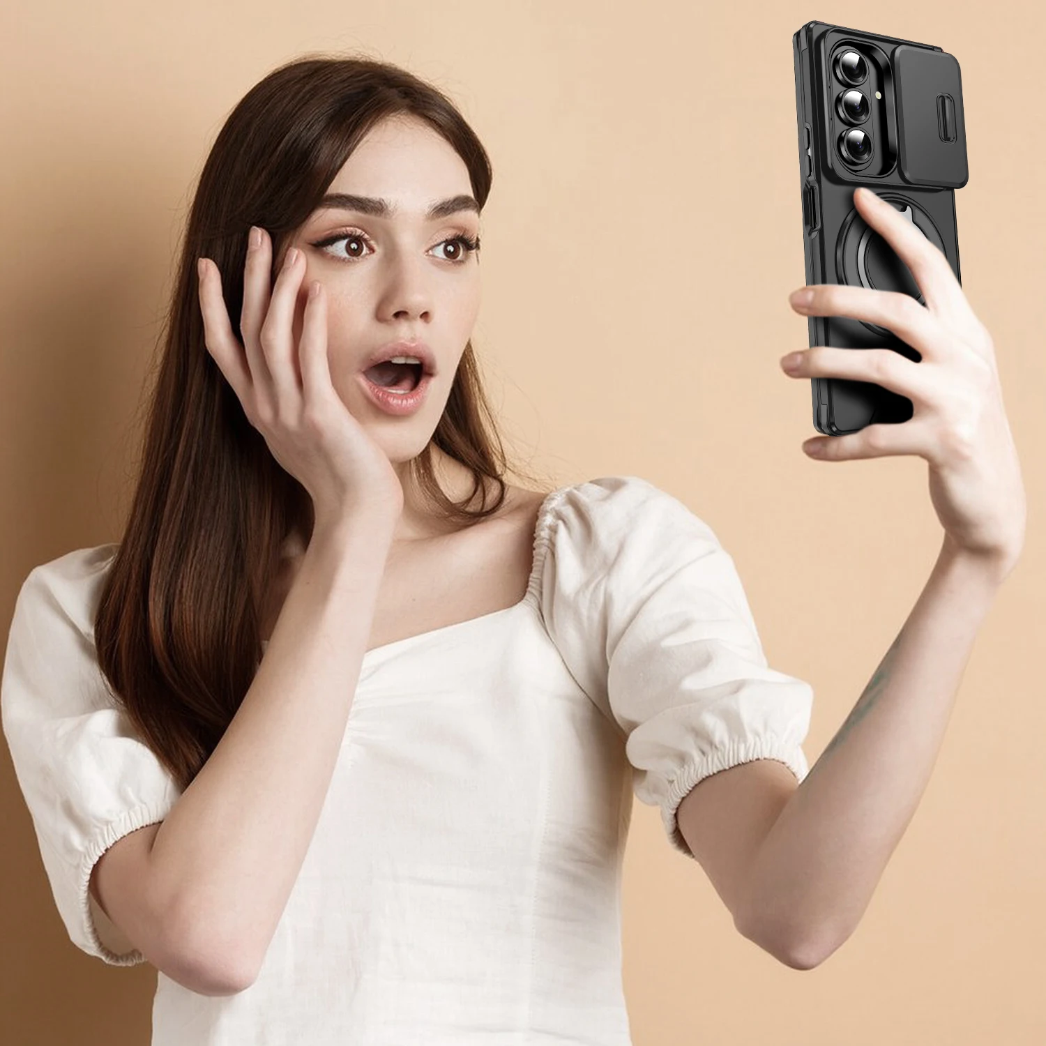 Casing Stand Ring untuk Samsung Galaxy Z Fold7 Fold6 Fold 7 6 5G ZFold7 Pelindung Lensa Geser Kamera Armor CASES