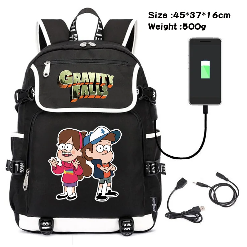 

Disney Gravity Falls USB Large Capacity Teenagers Schoolbags Women Men Laptop Travel Backpack Girl Boys School Book Bags Gift