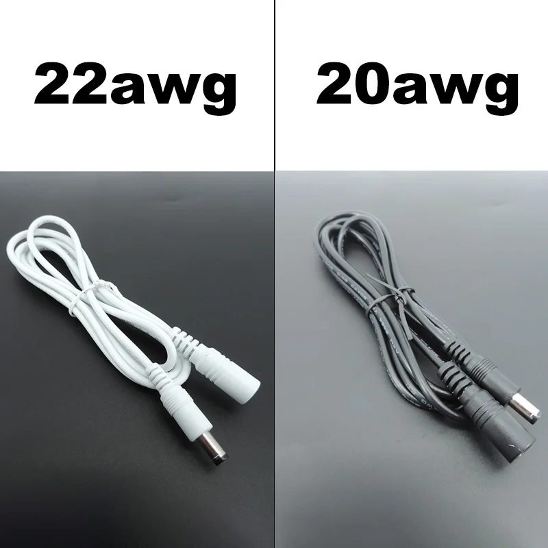 

10x 1/1.5/5m DC Power supply Male to female connector Cable Extension Cord Adapter Plug 20 22awg 5.5x2.1mm for strip h