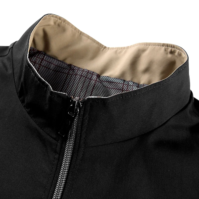 Elegant Business Casual Men\'s Stand-collar Jacket Fleece Lined Winter Coats Men Windproof Outerwear Autumn Loose Zip-up Jackets