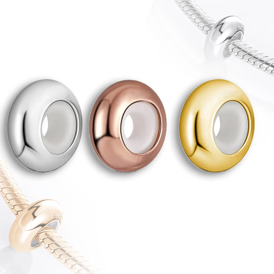 

Hot Sale Spacer Charm Bead For Snake Chain Bracelets Gold/Rose Gold/Silver Color Stopper Silver 925 Bead DIY Jewelry Accessories