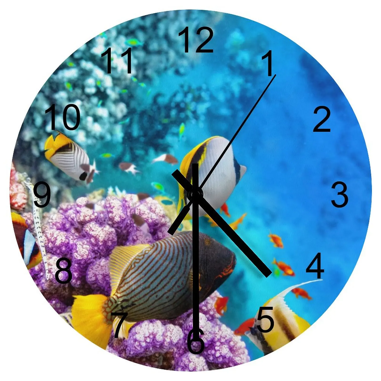 

Dining Room Wall Clock Magnificent fish schools Clocks 12 inch Mute Wood Round Artistic 3D Display Nordic