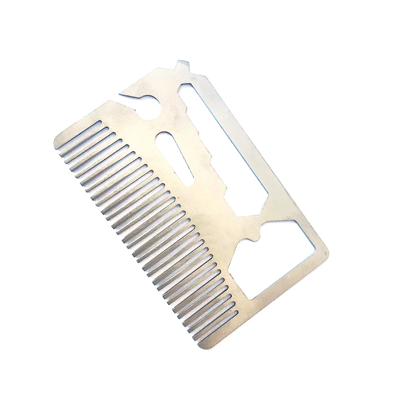 New Creative Stainless Steel Beard Comb Men Beard Comb Credit Card Size Portable Hairdressing Comb Beard Straightener