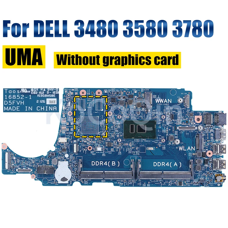 Imagem -03 - Placa-mãe Completa Testada do Portátil para Dell 168521 i3 i5 7th Gen 2160867071 2g 02v63c 0c6h2v 08 Ncky Placa-mãe do Portátil