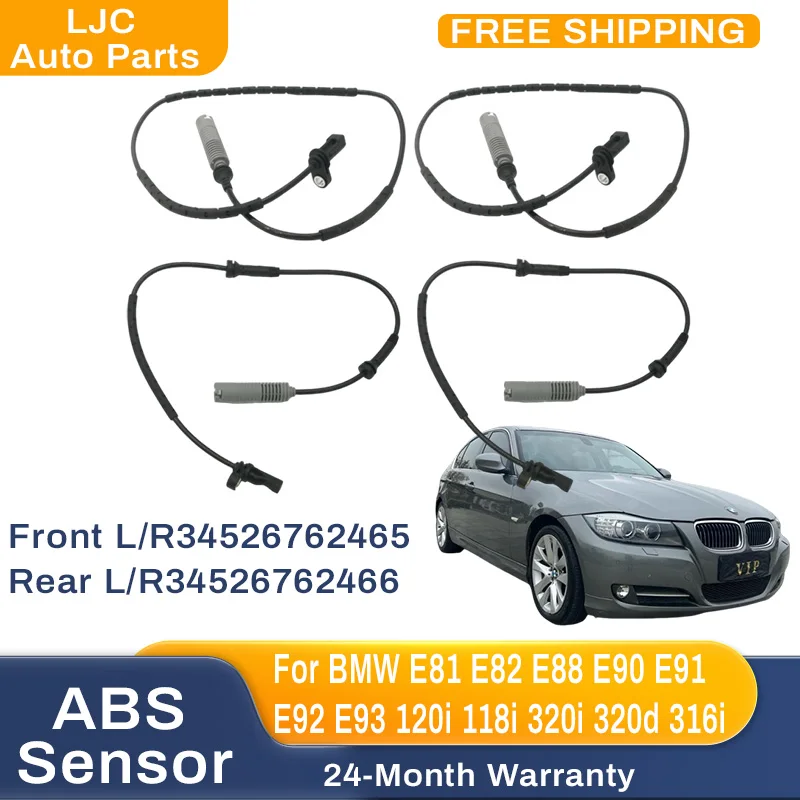 ABS Wheel Speed Sensor Front 34526762465 Rear 34526762466 For BMW 1 Series E81 E87 E88 E82 3 Series E90 E91 E92 E93 2004-2013