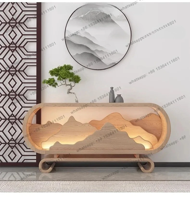 

yj21 End View Platform New Chinese Solid Wood Entrance Platform Modern Simple