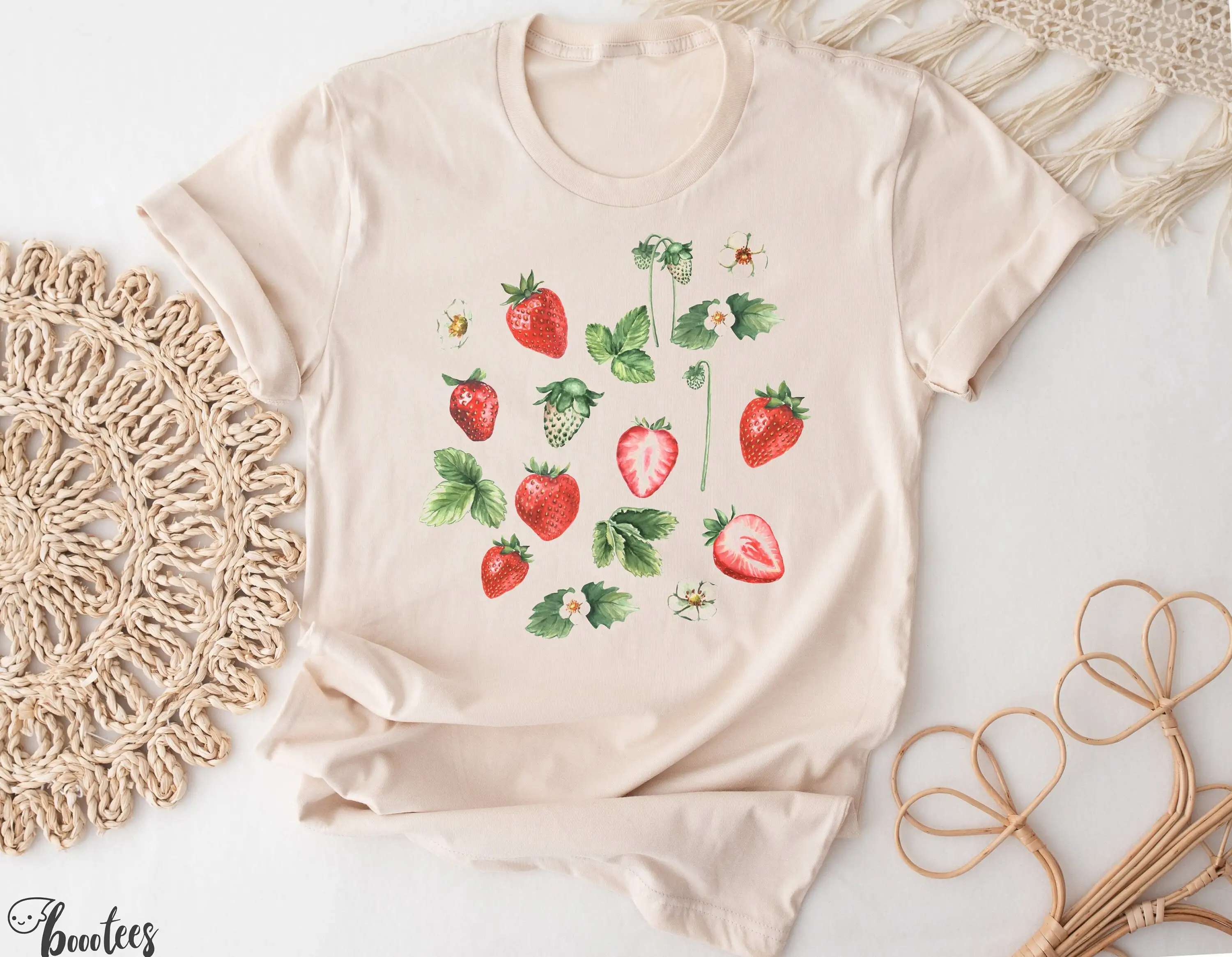 Strawberry Botanical Print T Shirt Gardener Idea Gardening Present Fruit Plants Berries Garden Homegrown Vintage