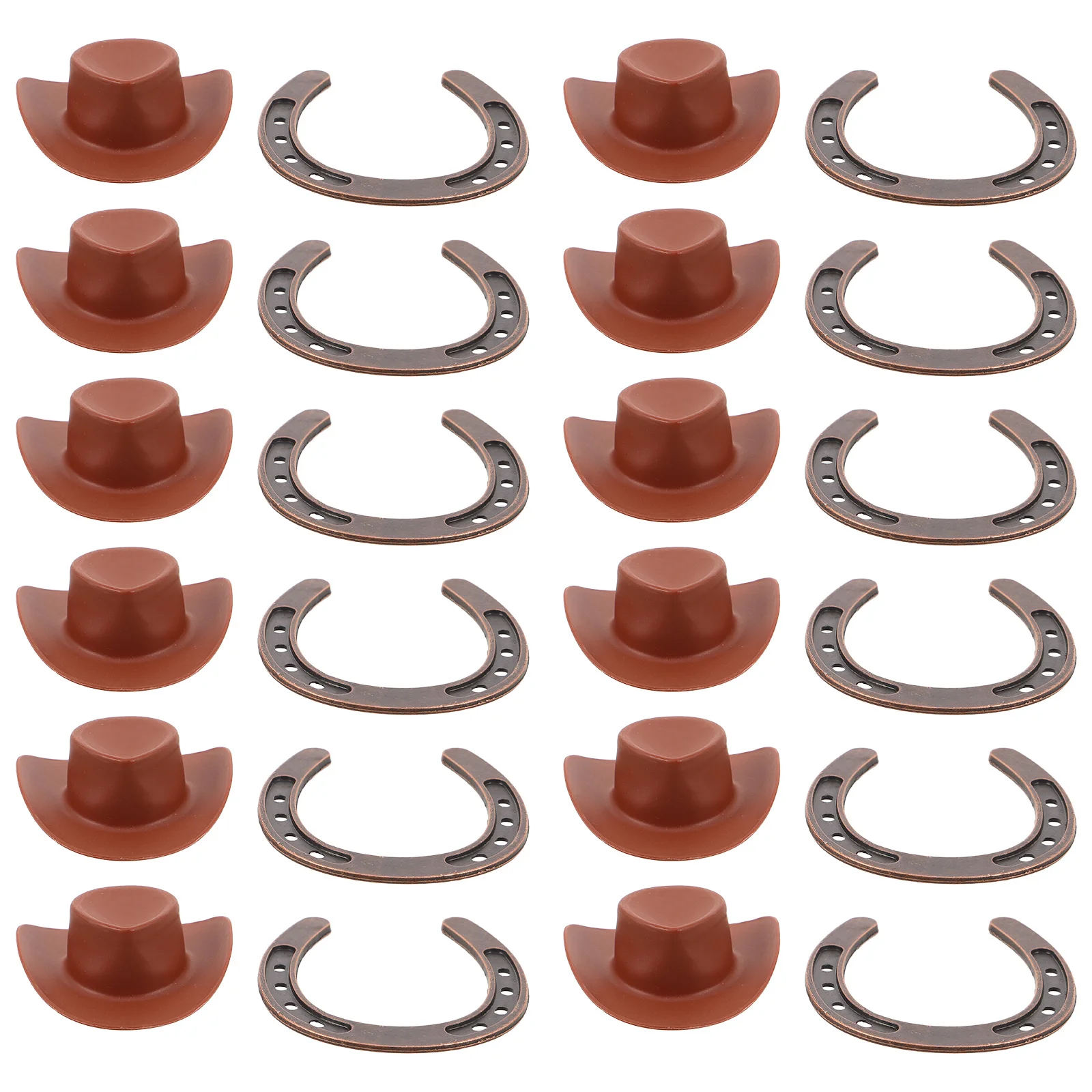 

1 set 1 Set Mini Horseshoe Decorative Kit Plastic Tiny Cowboy Hats Western Party Supplies For Birthday Wedding Christmas Home