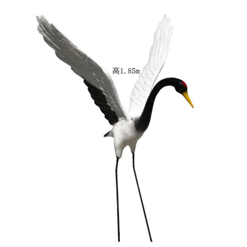 FRP red-crowned crane simulation sculpture park crane animal large ornament