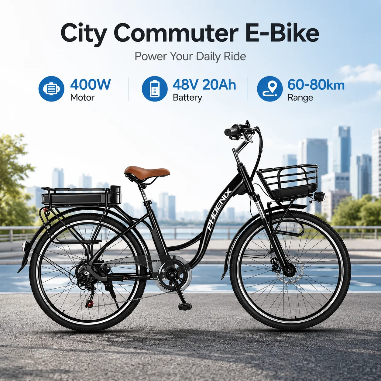 

Urban Leisure Commuter electric bike Y8 48V 400W Motor 20Ah Rear Lithium Battery e bike 26 Inch 7 Speed Bicycle bike electric