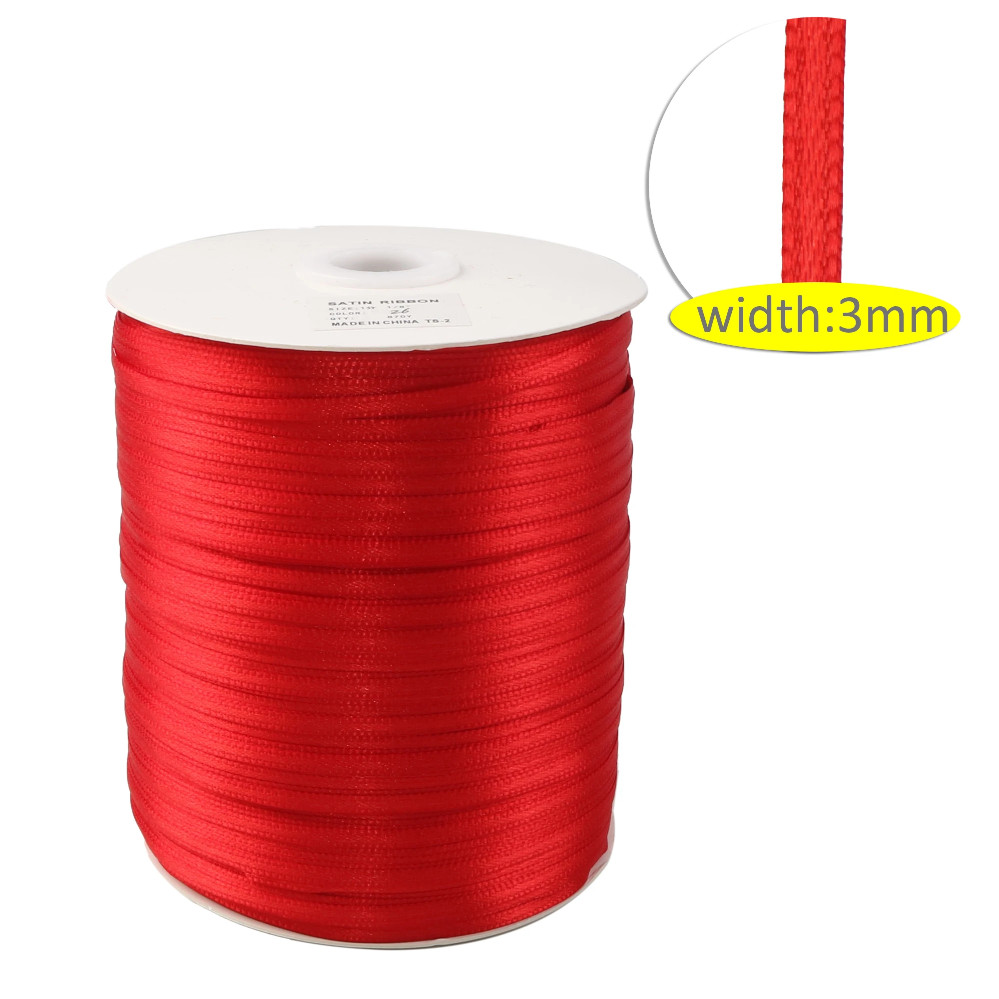 10Meters/Roll 3MM Red Double Side Satin Ribbon Bra Straps DIY for Crafts, Hair Bows, Gift Wrapping, Wedding Party Decor