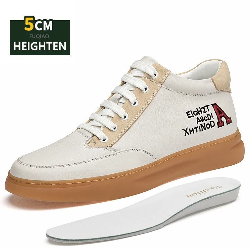 

Cow Leather High Top Elevator Shoes Outdoor Men Walking Height Increasing Shoes Leisure Motorcycle Boots Winter Plush Snow Boots