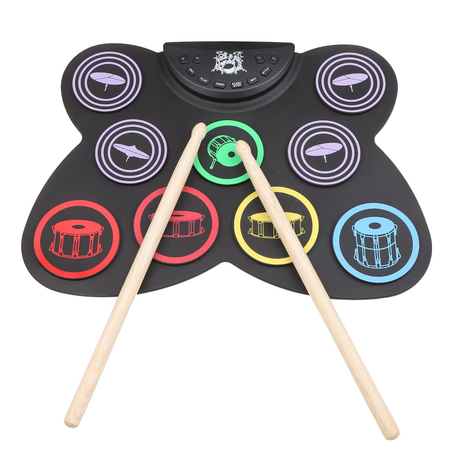 

Portable Roll Drum Kit Silicone 9 Pads Pad Roll Electronic Drum Roll Drum Sets Portable Drums for Beginners Practicing Kid Gift
