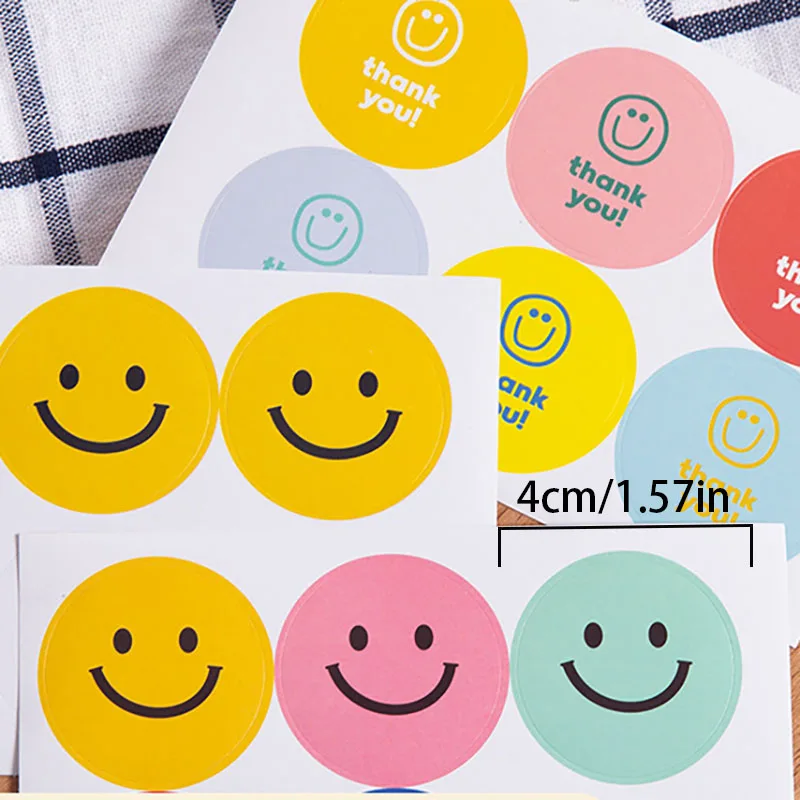 30pcs/5 Sheets Colorful Smiley Stickers Hot Stamping Seal Stickers Bakery Gift Envelope Greeting Card Packaging Smiley Stickers