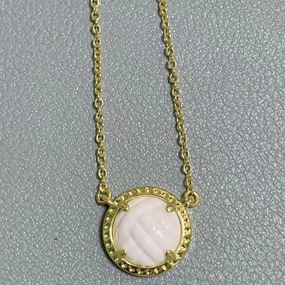 

YEEVAA Volleyball Short Pendant Necklace in White Mother-of-Pearl,Fashion Jewelry, Unique Gifts