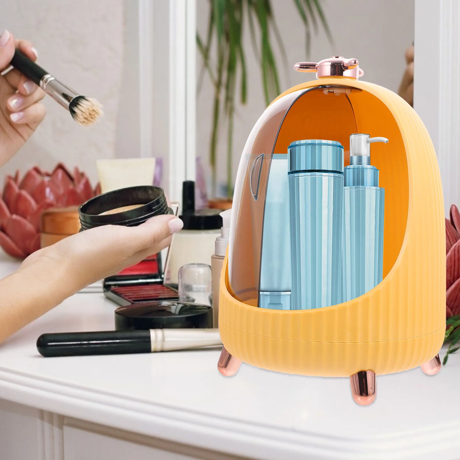 

1Pcs Cosmetics Storage Box Practical Makeup Organizer for Dressing Table Bedroom Bathroom Storage Container Cosmetics Case