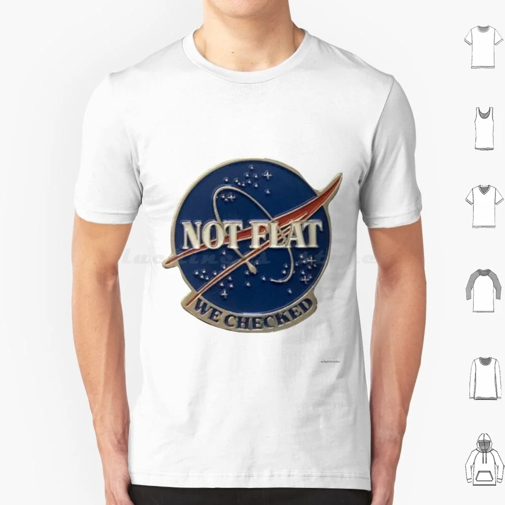 Not Flat We Checked T Shirt Big Size 100% Cotton Flat Earther Flat Earth Space Funny Blue Red Aesthetic Trend Popular