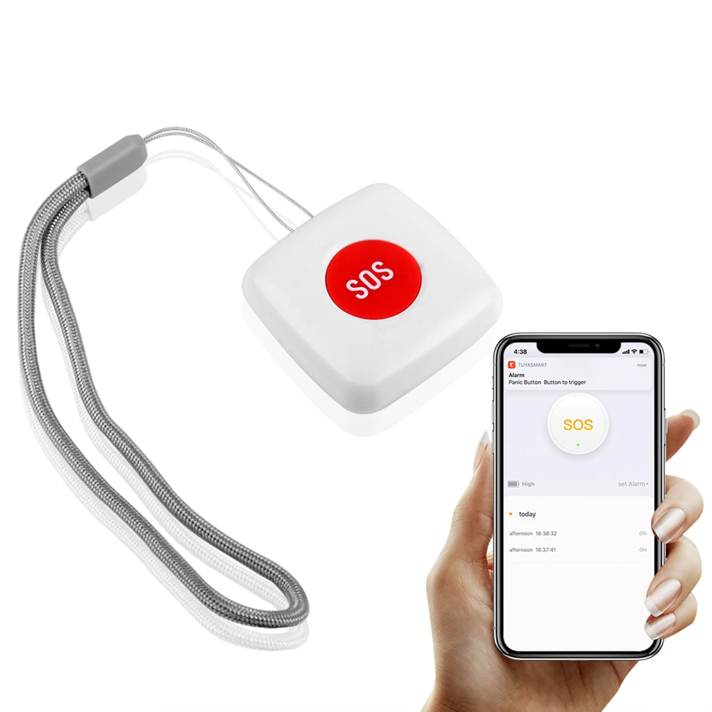 Wireless SOS Emergency Button Remote Call Button Pager Fall Alarm for Patient Elderly (White)