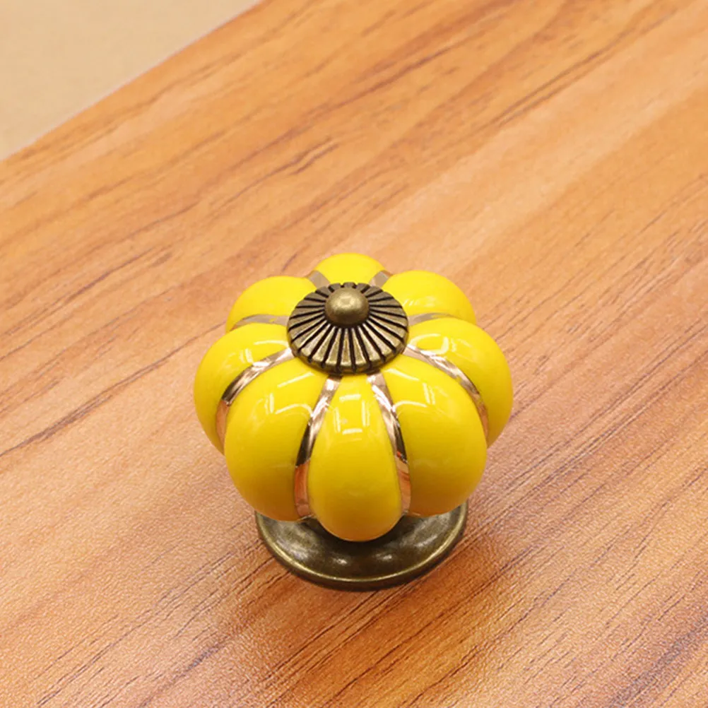 6Pcs Ceramic Drawer Knobs For For Kitchen Cabinets Furniture Maker Premium Pulls Pumpkin Design Stylish Hardware