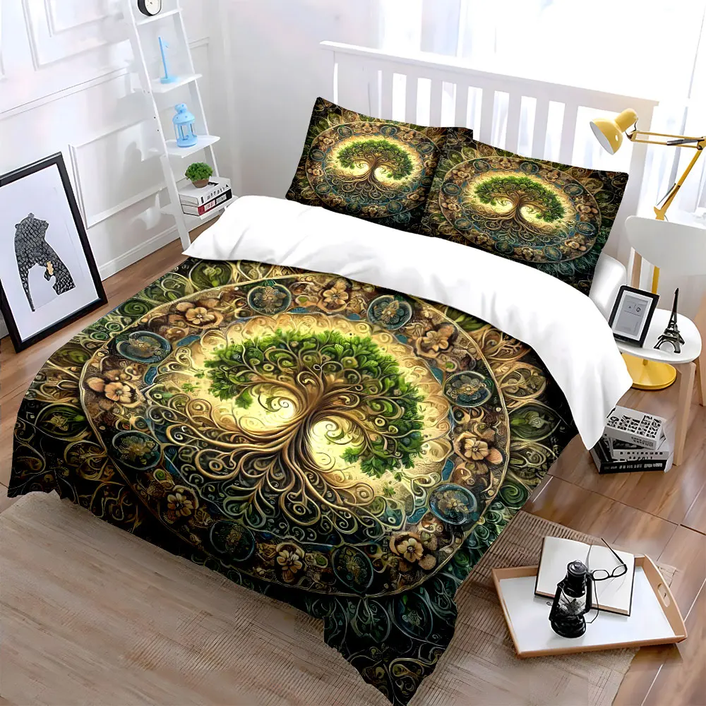 Tree of Life Decor Set Soft Skin-Friendly Bedding Set Includes 1 Duvet Cover And 2 Pillowcase, Gift