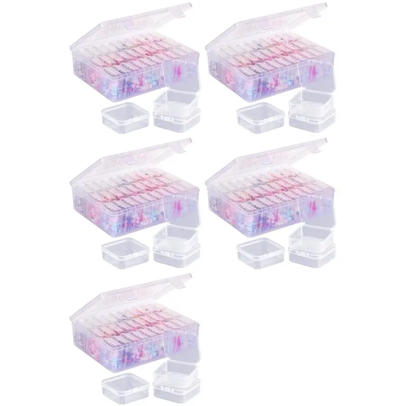 Bead Organizer Box, 5 Large Transparent Box With 150PCS Small Clear Plastic Storage Containers,Portable Craft Box-[A002 Wind]