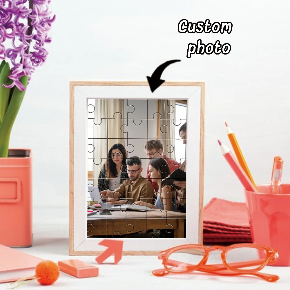 Puzzle photo personnalisé DIY, pièces de puzzle en bois permettant de télécharger des photos soi-même. Cadeau de vacances idéal, souvenir en bois.