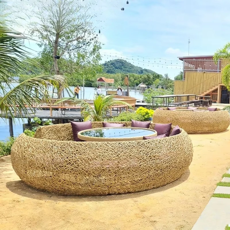 

Интернет-знаменитости, птичье гнездо, навес, диван из ротанга, дизайн металлического дерева, открытый реєстрационный ресторан, живописная зона