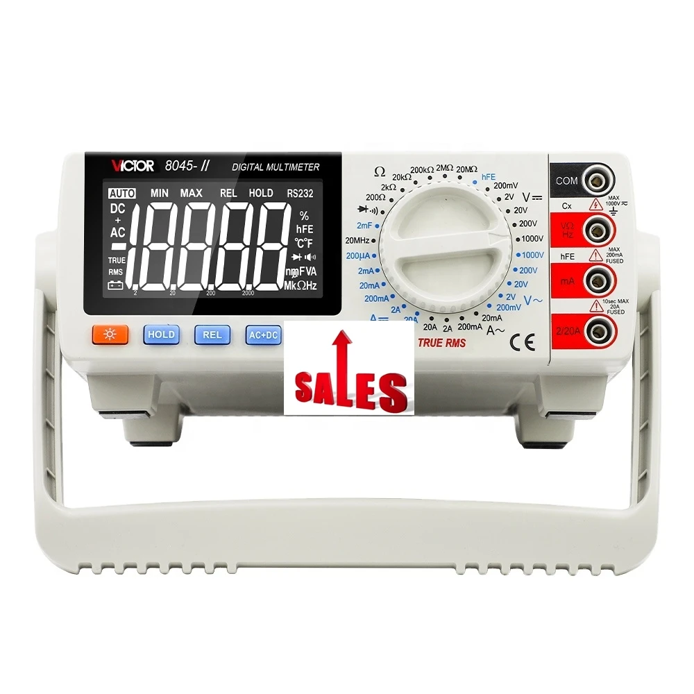 

VC8045-II Bench Type True RMS 19999 counts DMM Digital Multimeter DC AC 1000V 20A Manual Range Capacitance 2000uF Tester