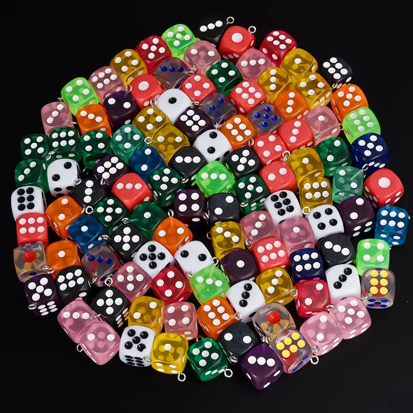 10/30/50/100pcs/Lot Resin Transparent Dice Charm Games Dice Pendant For Jewelry Making  DIY Earrings Pendants Craft Accessories