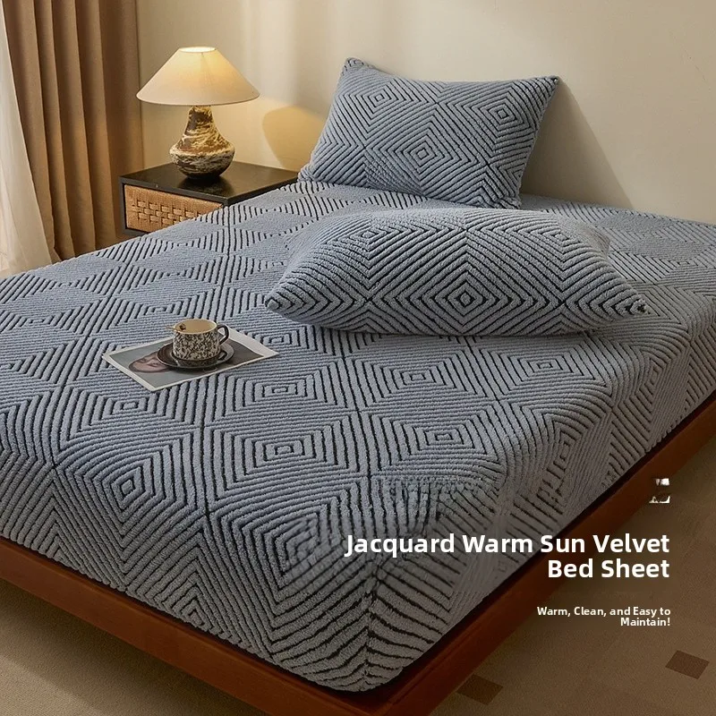 

Новый чехол для матраса из кроличьего меха, полностью закрывающий, зимний, утолщенный, из кораллового флиса, в современном простом стиле