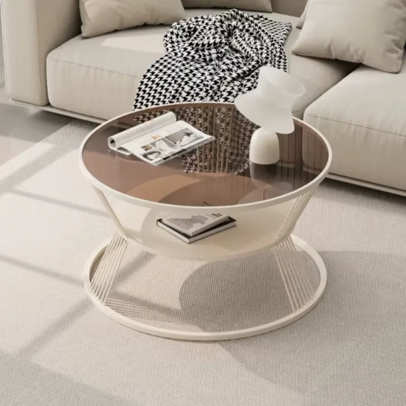 

Home & Office Round Center Table with Glass Top Set Circular Glass Coffee Table Small Tea Table