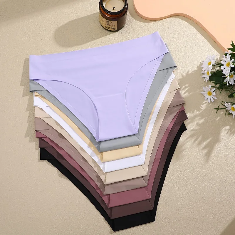 ks/sada sexy bezešvých kalhotek pro ženy s nízkým pasem, prodyšné kalhotky s vysokou elasticitou, jednobarevné spodní prádlo, útulné kalhotky - náhled 2