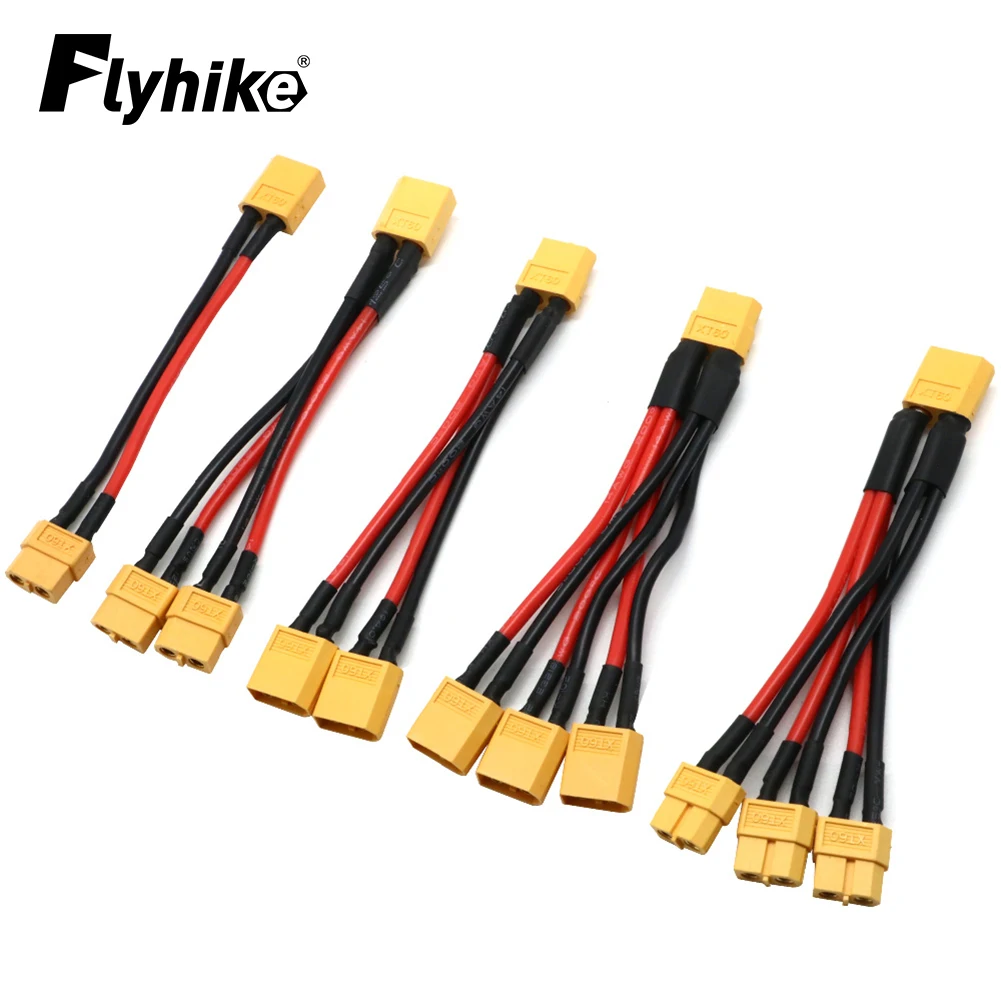 XT60 Male/Female Cable Plug Dual Extension Y Splitter/ 3-Way 14AWG Silicone Wire Parallel Battery Connector for RC Battery Motor