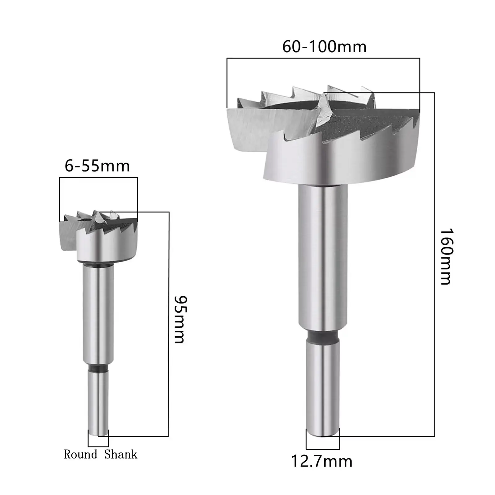 Versery-Forstner Forets à tige ronde en acier à haute teneur en carbone, outils de travail de calcul, scie cloche, charnière, 6mm-100mm, 1 pièce