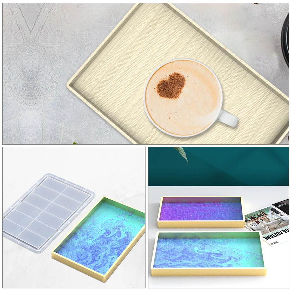 الكريستال الايبوكسي قالب صينية راتينج السليكون الحرفية Diy بها بنفسك لوحة التخزين سطح المكتب الديكور صينية الشاي طبق لوحة قالب الصب #3