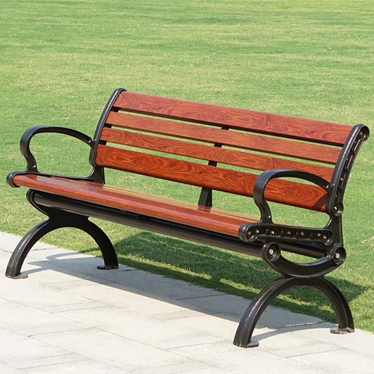 

Outdoor Benches Aluminum Legs And Solid Wood Park Rest Chair 2-3 Seaters For Garden Patio