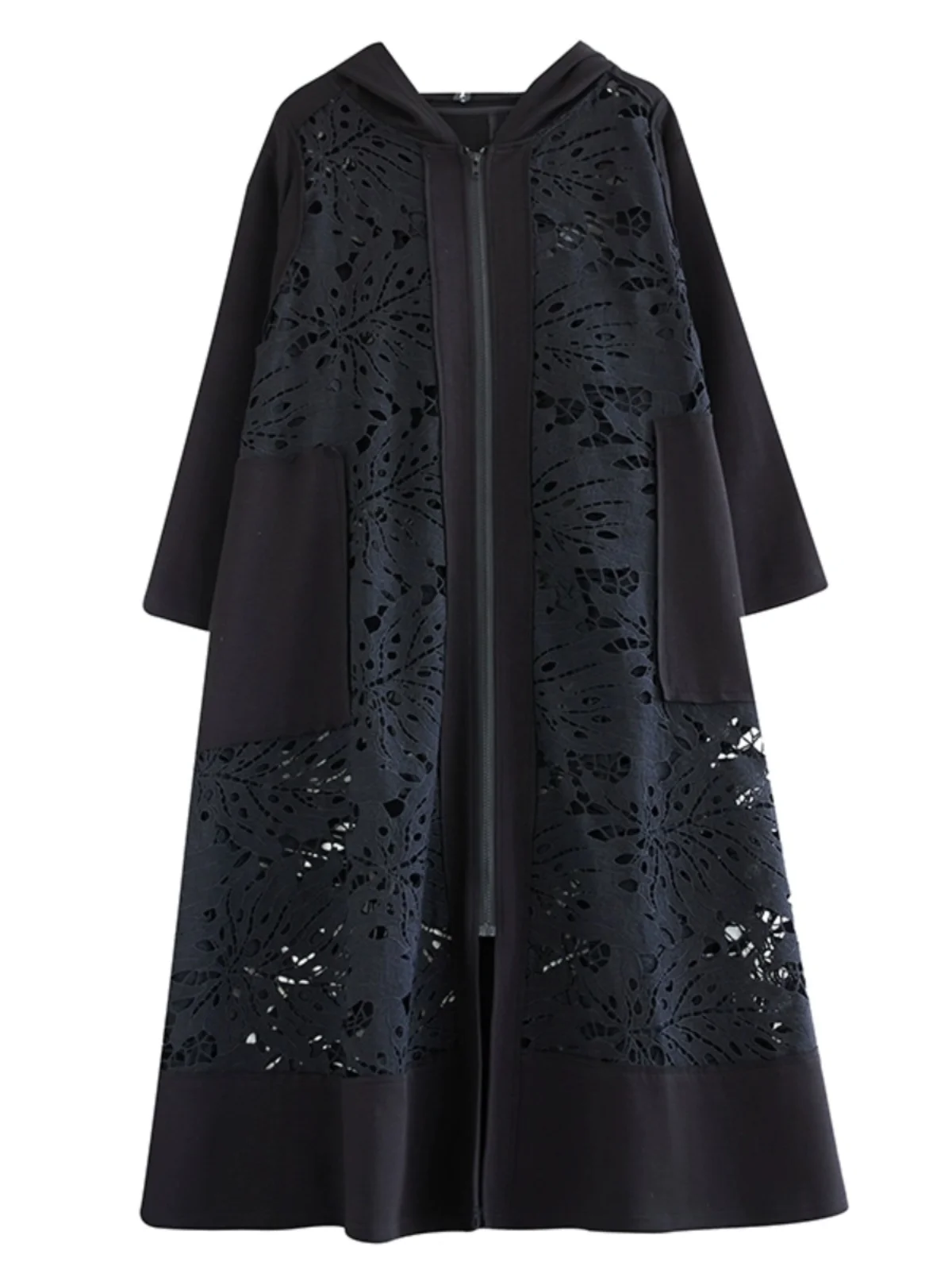 

Casual Hooded Oversized Women's Coat 2025 Autumn Winter Faion Outerwear Splicing Sle All-Match Long Sve Korean Version