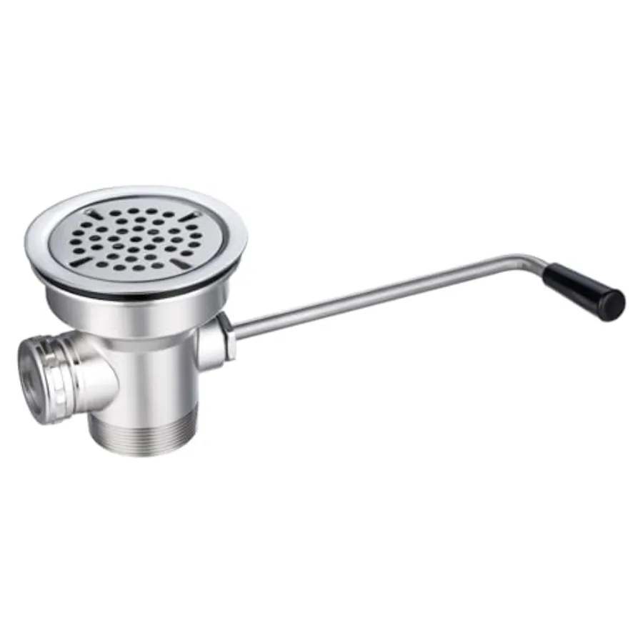

3-1/2" Commercial Sink Drain, Waste Drain Valve with Overflow Inlet for Restaurant 2/3 Compartment Sink, Easy Controll, Block-F