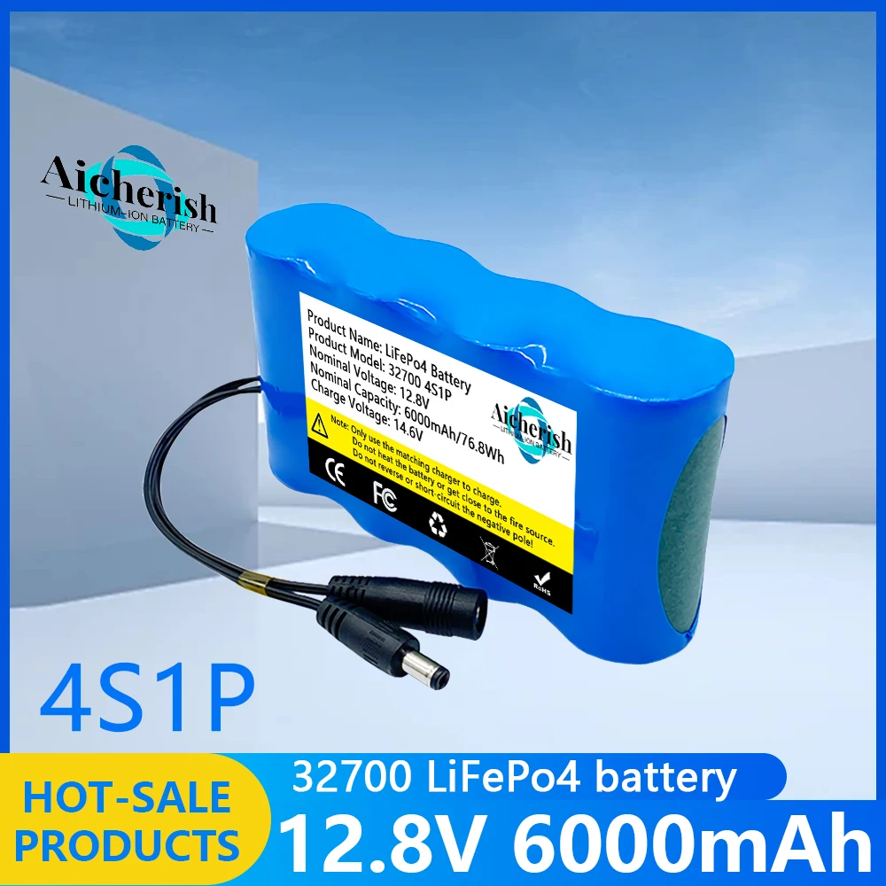 

New 4S1P 12.8V 6000mAh 32700 LiFePO4 Battery Pack With 4S 40A Balanced BMS For Electric Boat And 12V Uninterrupted Power Supply