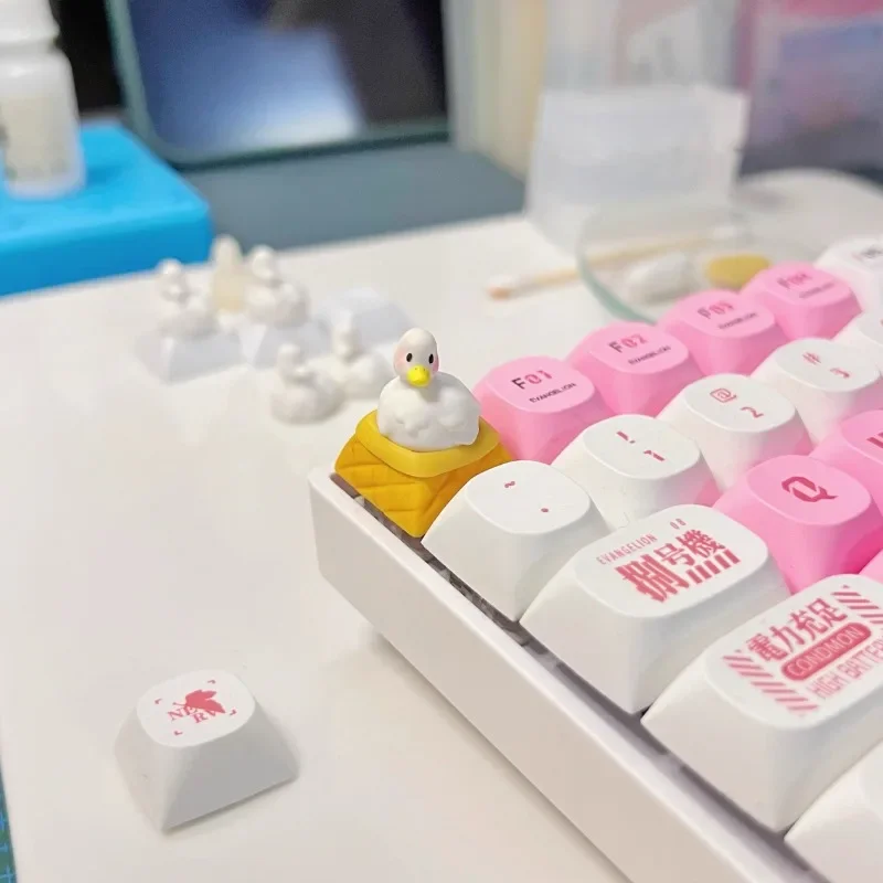 Cute Clay Ice Cream Duck Keycaps Artisan Keyboard Caps Custom Handmade Keycap for Mechanical Gaming Keyboard Accessories Gift