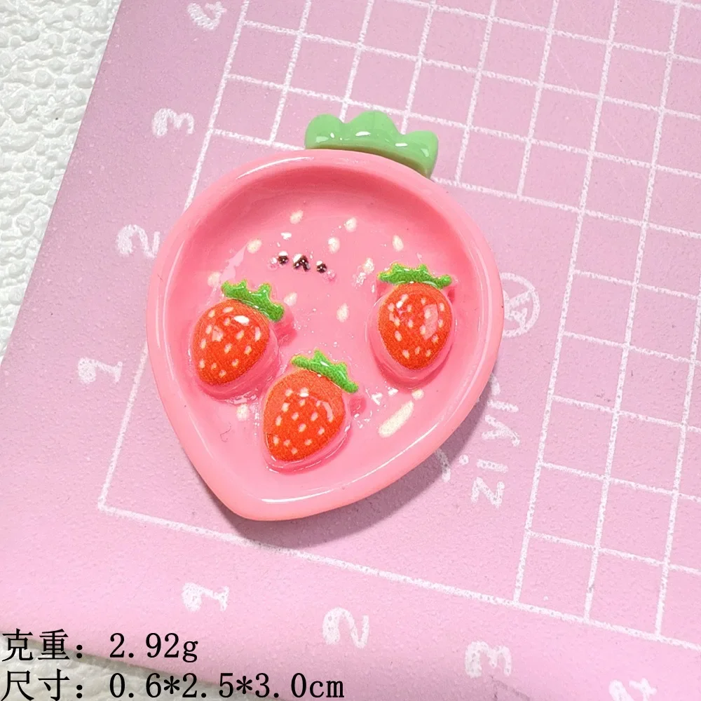 Resin Kawaii Fruit Plates Miniature Flatback Charms, DIY Hair Clip Decor, Cabochons for Scrapbooking Phone Case Decoration​