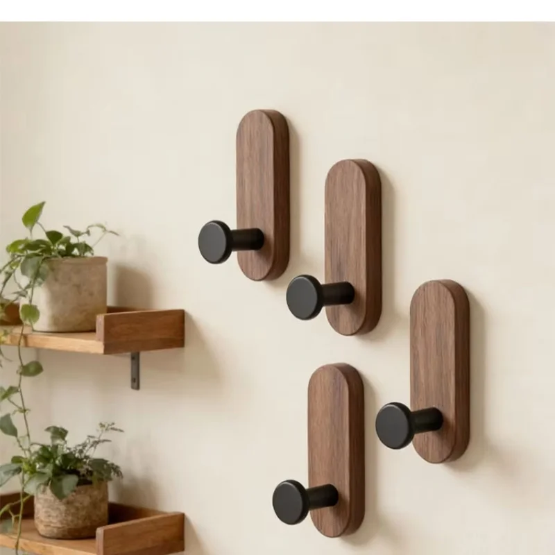 Selbstklebender Massivholz-Haken zum Aufhängen von Schlüsseln, Dekorativer Handtuchhalter, Türhänger, Wandgarderobe für Eingangsbereich und Badezimmer