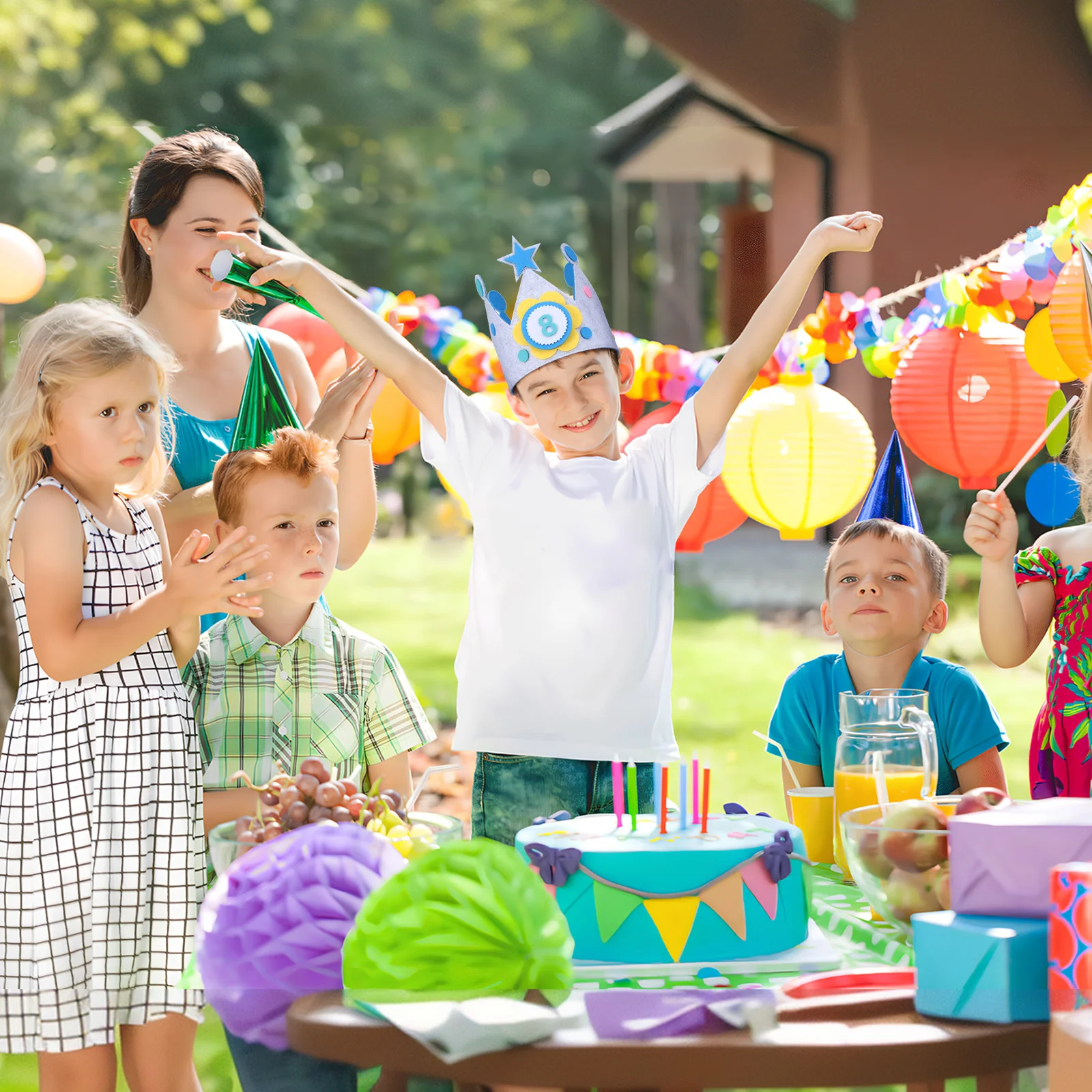 

2Sets Birthday Crown Kids Party Hats Felt Soft Numbers 0-9 Reusable Birthday Hats for Toddlers Boys Girls Party Hat