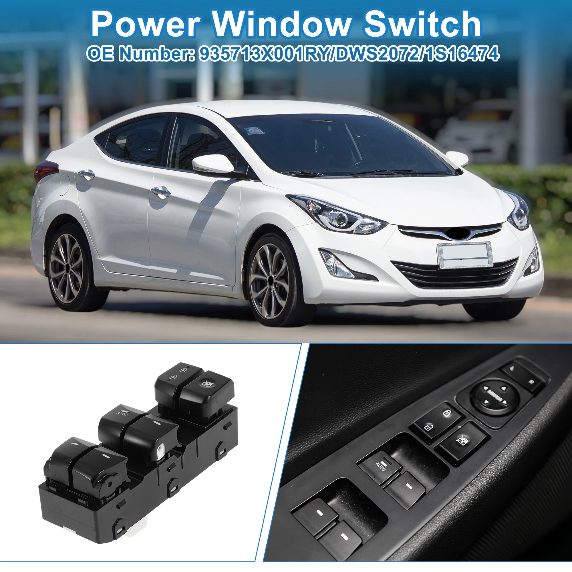 

UXCELL Front Left Driver Power Window Switch for Hyundai Elantra 14-19 No.935713X001RY