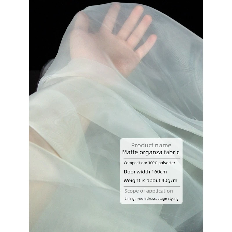 Thin Matte Organza Fabric By The Meter for Clothing Decoration Skirt Dress Handmade DIY Sewing Designer Cloth Soft Yellow Pink view 2
