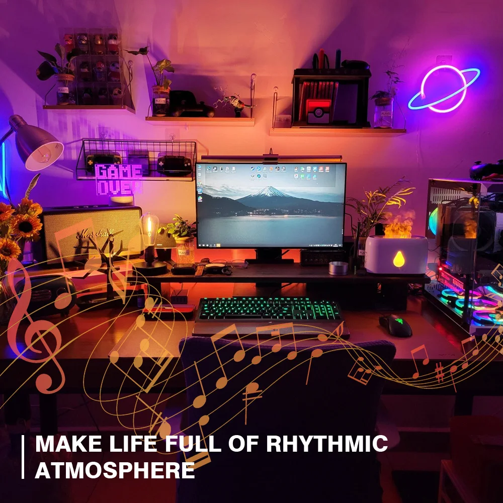 5V RGB IC Neon LED Strip Light USB 2-5M Waterproof Flexible Ribbon Tape Lights Music Sync with App Remote Control For Home Decor