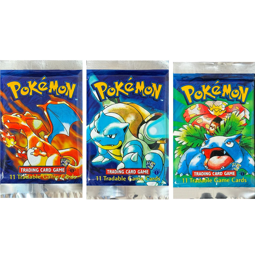 Pokémon Base Booster Packs TCG 1a edizione Carte da gioco Proxy Venusaur Charizrd Blastoise Packs 1 Confezione da 11 carte Confezione sigillata