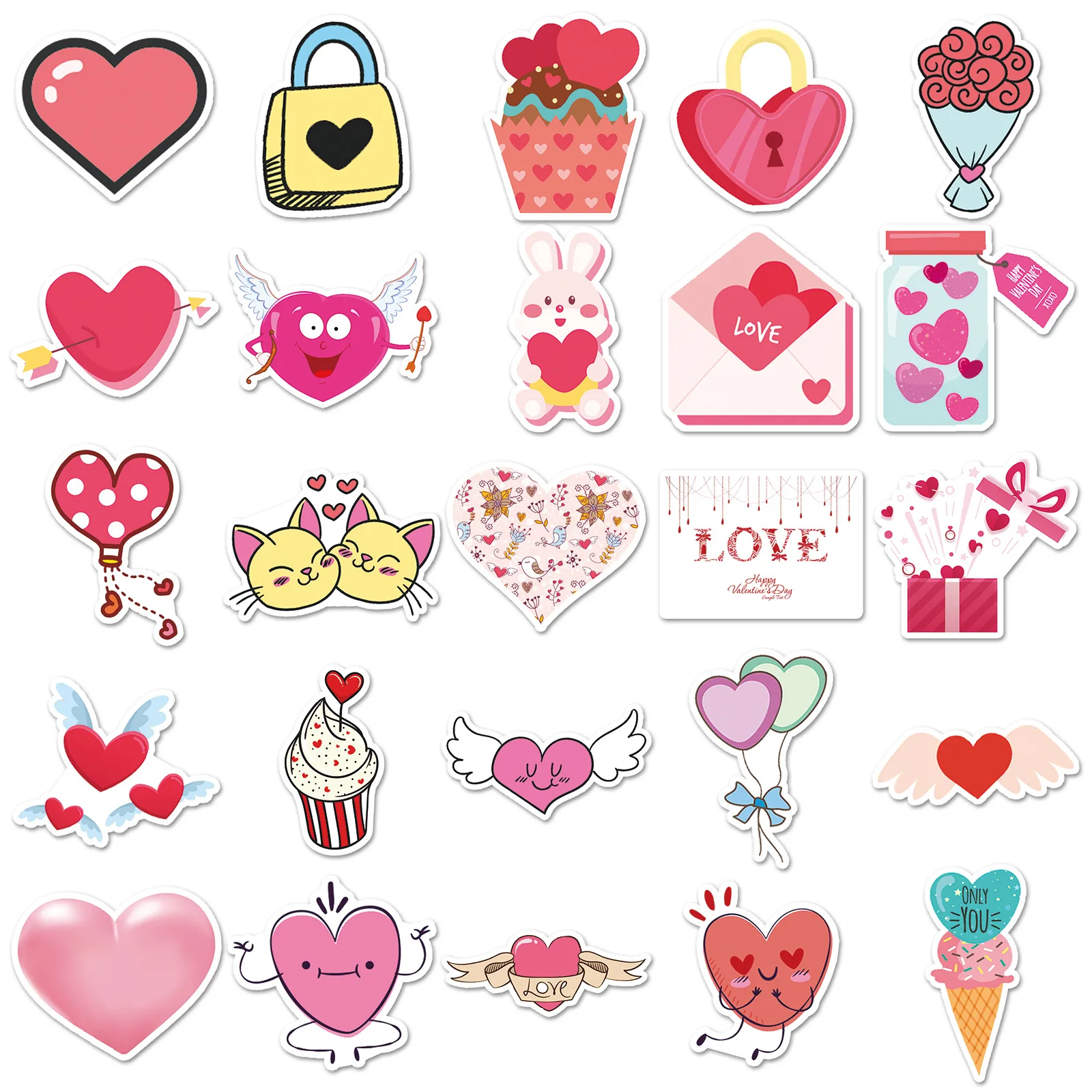 50 個バレンタインデーステッカー INS スタイル漫画かわいい落書き防水デカールおもちゃギフトスーツケースデスクラップトップギター用