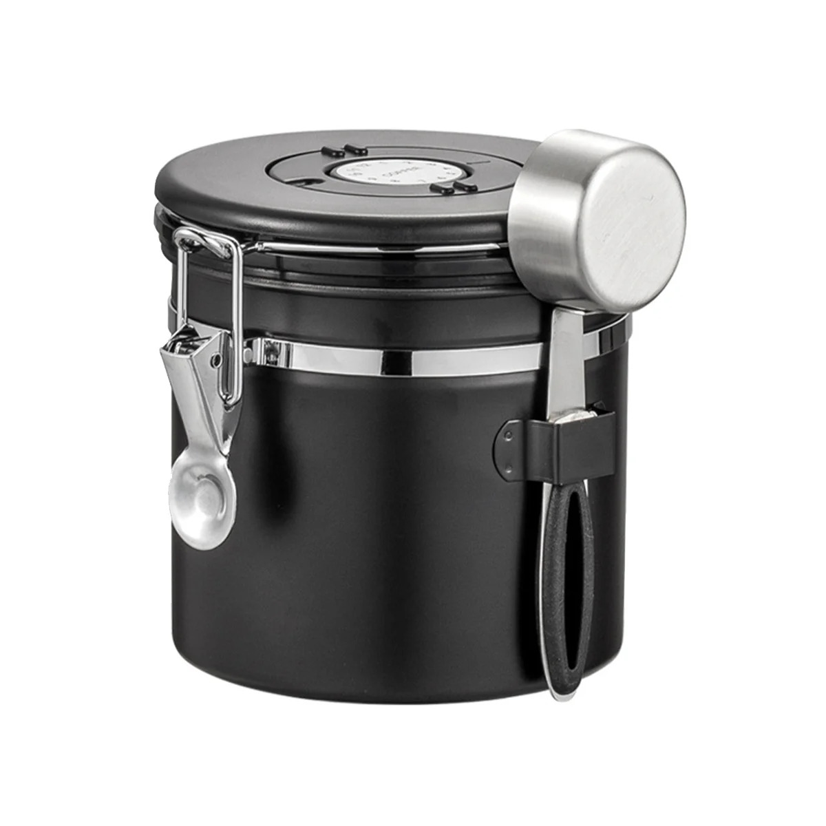

Coffee Storage Container Stainless Steel Coffee Bean Can Sealing Coffee Filling Food Storage Container 1800ML Black