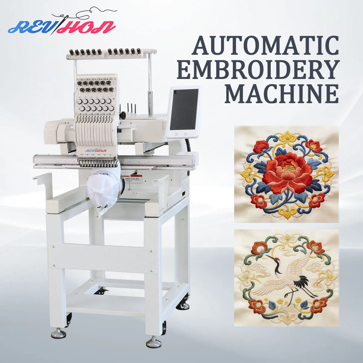REVHON China Professional Factory Hot Sell Single Head Computer Embroidery Machine 600*400 Working Area Low Noise